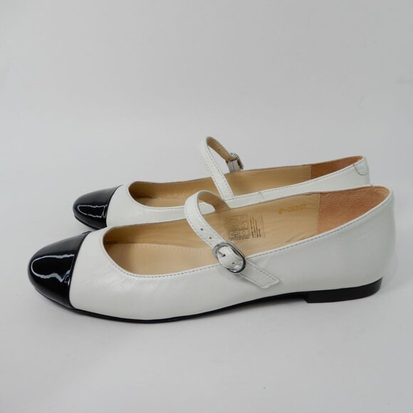 ALOHAS Musa Leather Mary Jane Ballet Flat EU 38 7.5 Bicolor Black Cream NEW $180 - Picture 7 of 16